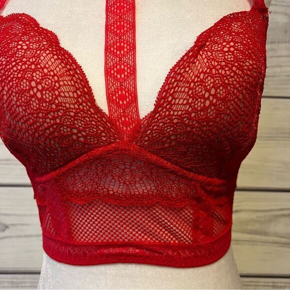 Victorias Secret Very Sexy Red Lace Strappy Choker Corset Bra - Picture 3 of 13